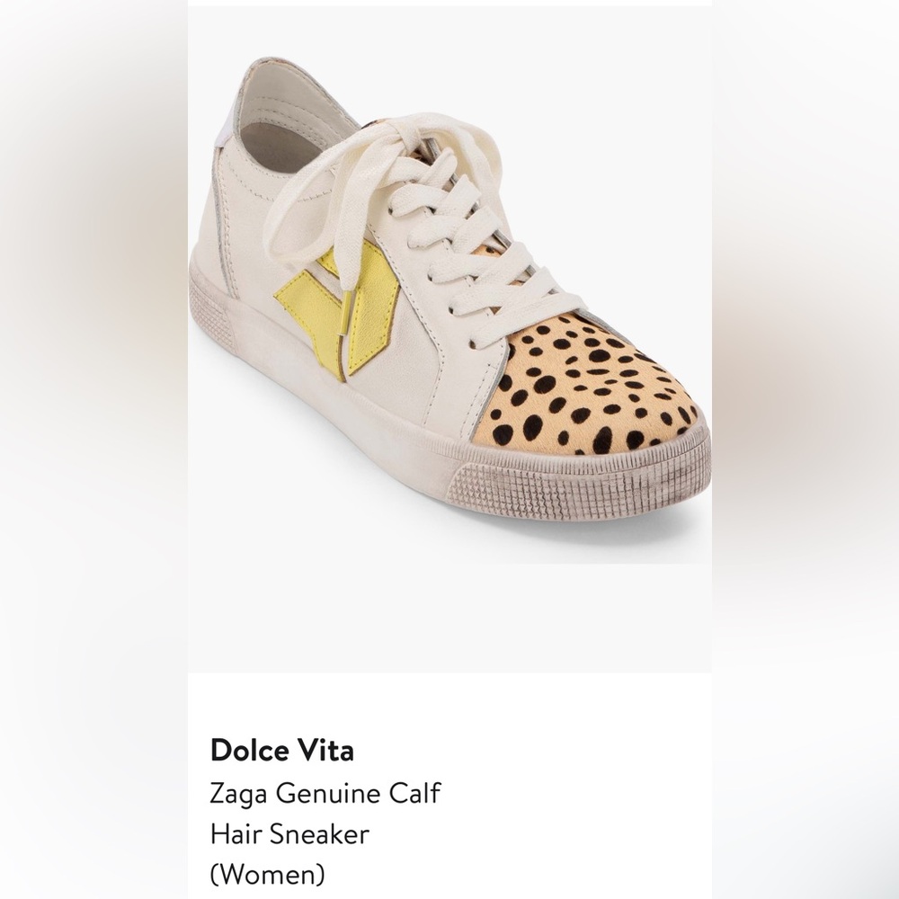Dolce Vita Cream and Yellow Leopard Sneakers